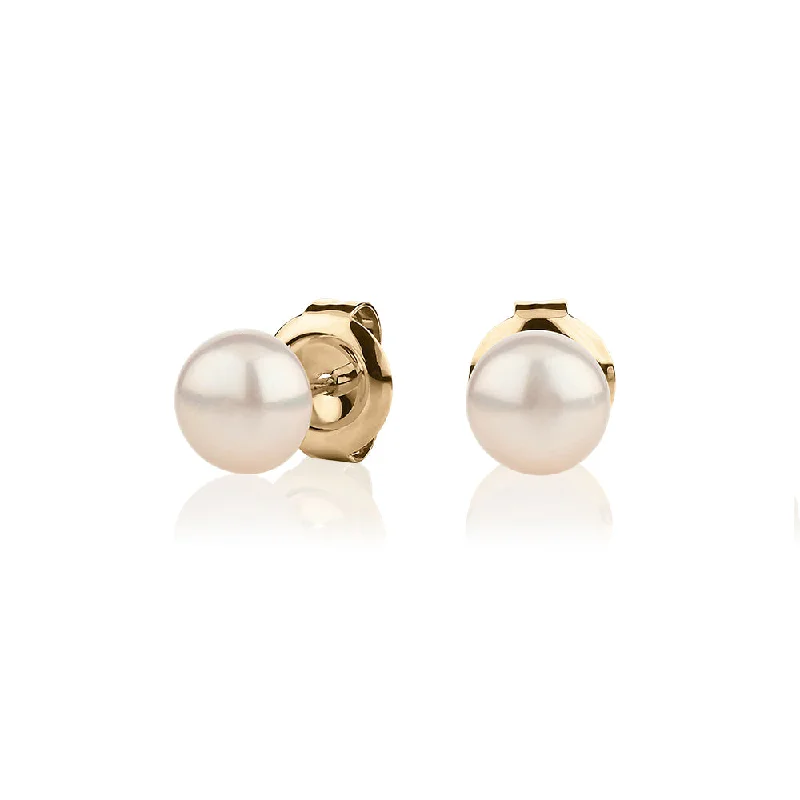 Bold And Beautiful Jewelry Now At Irresistible Prices Cultured freshwater pearl 6.5mm stud earrings in 10 carat yellow gold