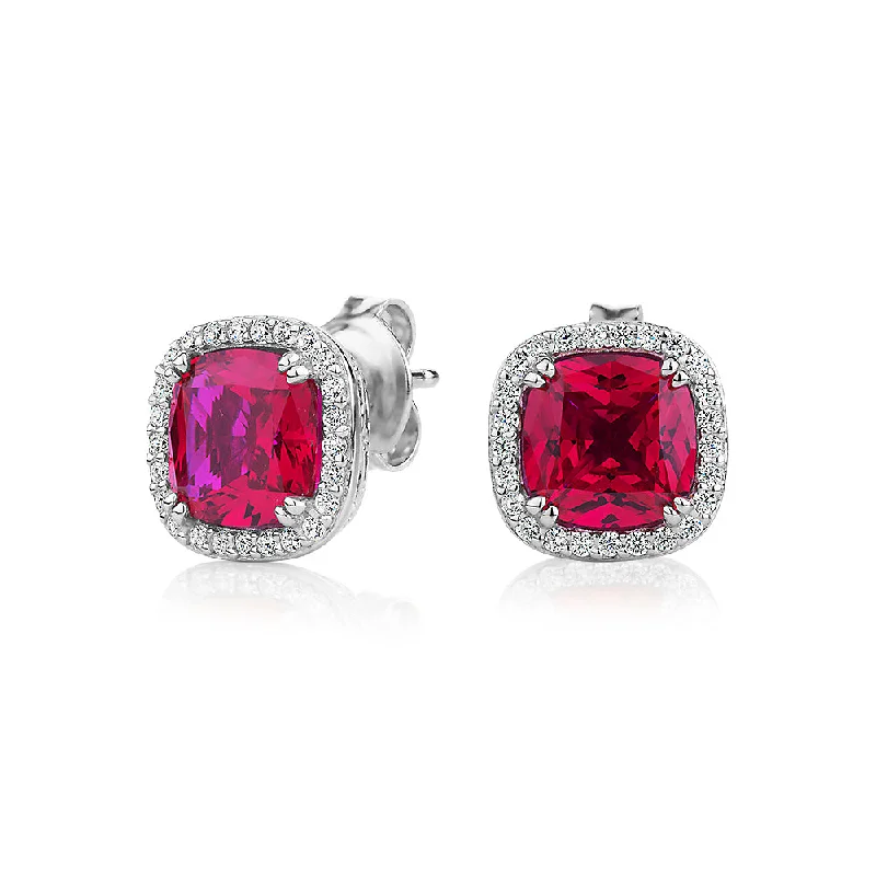 Handcrafted Jewelry Sale – Unique Designs At Low Prices Cushion and Round Brilliant halo stud earrings with ruby simulants and 0.25 carats* of diamond simulants in sterling silver Handcrafted Jewelry Sale – Unique Designs At Low Prices Cushion and Round Brilliant halo stud earrings with ruby simulants and 0.25 carats* of diamond simulants in sterling silver
