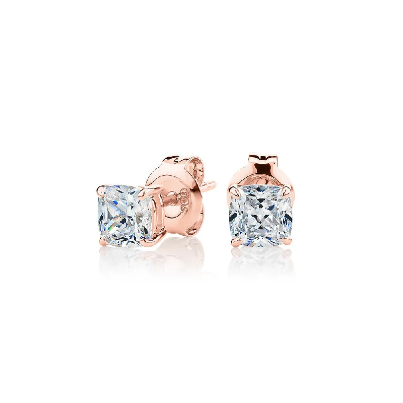 Elegant Jewelry, Exclusive Prices – Shop Now Cushion stud earrings with 1 carat* of diamond simulants in 10 carat rose gold Elegant Jewelry, Exclusive Prices – Shop Now Cushion stud earrings with 1 carat* of diamond simulants in 10 carat rose gold