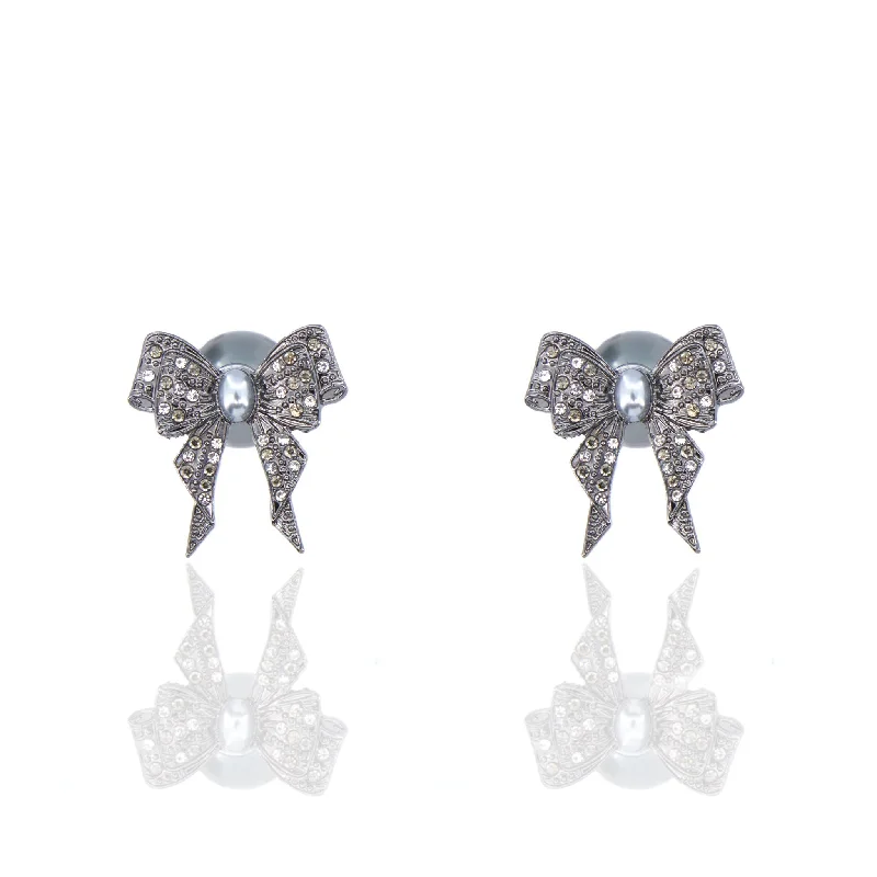Seasonal Jewelry Sale – Upgrade Your Style Today Diamonique Bow Double Studs - Gray
