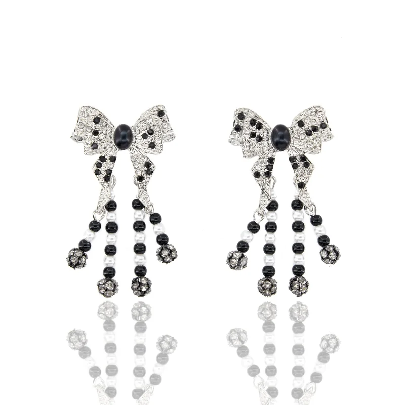 Affordable Luxury Jewelry For Every Occasion Diamonique Dainty Bow Dangles - B/W