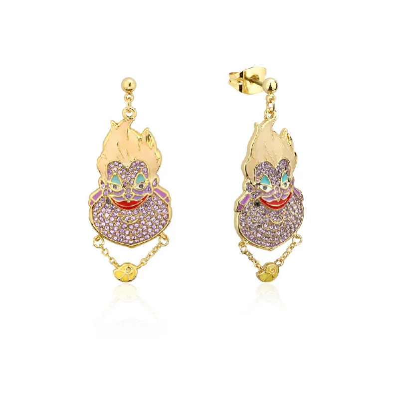 Romantic Heart-Shaped Jewelry For Special Gifts Disney Gold Plated Stainless Steel Ursula Crystal Drop Earrings Romantic Heart-Shaped Jewelry For Special Gifts Disney Gold Plated Stainless Steel Ursula Crystal Drop Earrings