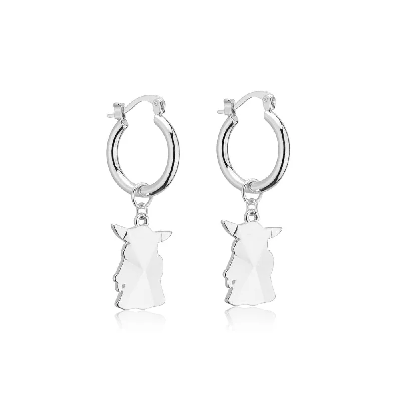 Versatile Layering Jewelry For Effortless Chic Disney White Gold-Plated Stainless steel Grogu Hoop Earrings Versatile Layering Jewelry For Effortless Chic Disney White Gold-Plated Stainless steel Grogu Hoop Earrings