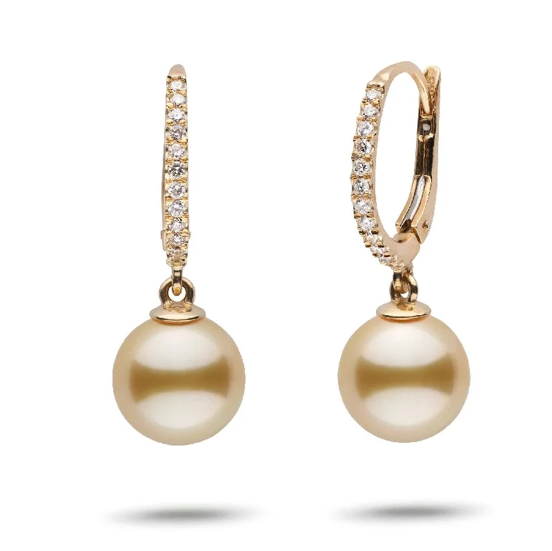 Waterproof Stainless Steel Jewelry For Lasting Beauty Eternal Collection Golden South Sea 9.0-10.0 mm Pearl & Diamond Dangle Earrings Waterproof Stainless Steel Jewelry For Lasting Beauty Eternal Collection Golden South Sea 9.0-10.0 mm Pearl & Diamond Dangle Earrings