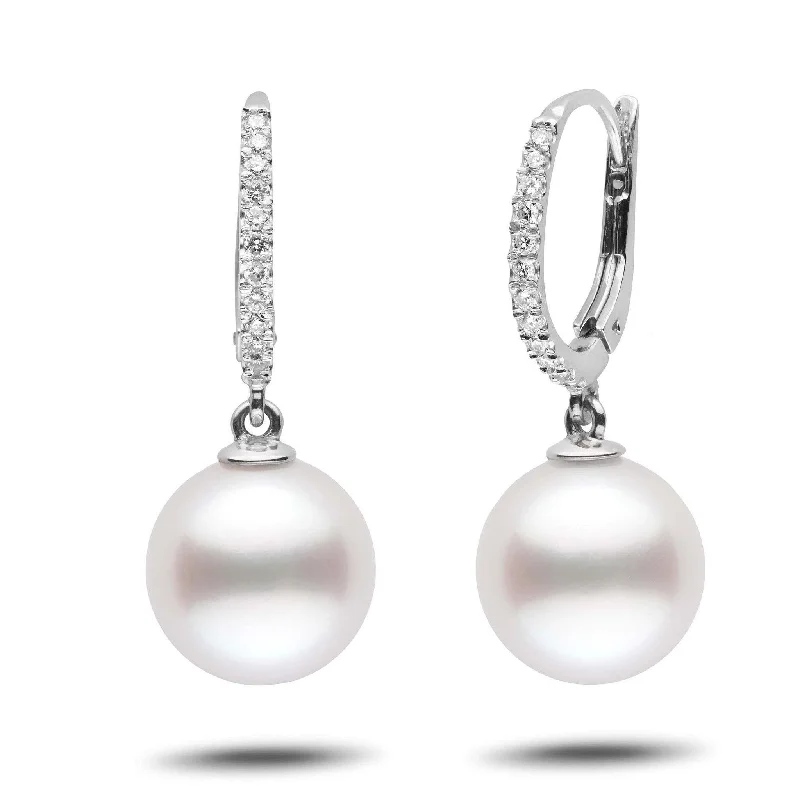 Fashion-Forward Geometric Jewelry For Contemporary Style Eternal Collection White South Sea 11.0-12.0 mm Pearl & Diamond Dangle Earrings Fashion-Forward Geometric Jewelry For Contemporary Style Eternal Collection White South Sea 11.0-12.0 mm Pearl & Diamond Dangle Earrings