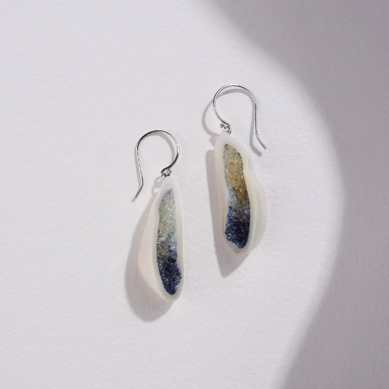 Timeless Jewelry, Timeless Savings – Don't Wait Freshwater Souffle Pearl Geode Dangle Earrings with Blue Sapphire Ombre
