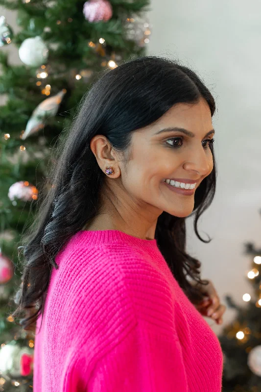 Dazzle With Discounts – Shop Jewelry On Sale Fuchsia Circled Stud Earrings