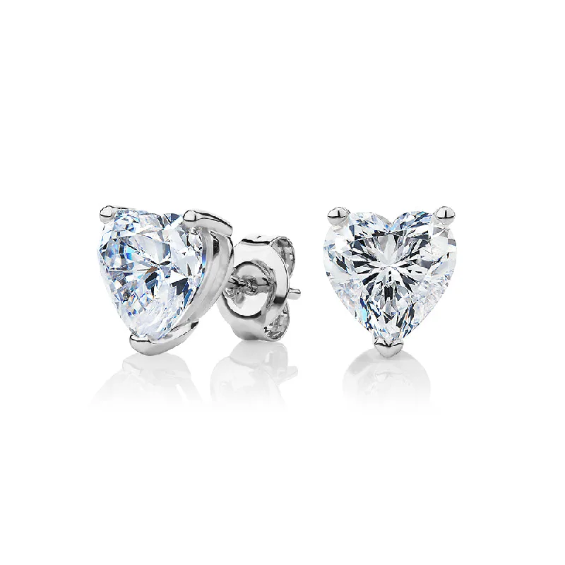 Don't Miss Out On Jaw-Dropping Jewelry Discounts Heart stud earrings with 3.42 carats* of diamond simulants in 10 carat white gold Don't Miss Out On Jaw-Dropping Jewelry Discounts Heart stud earrings with 3.42 carats* of diamond simulants in 10 carat white gold