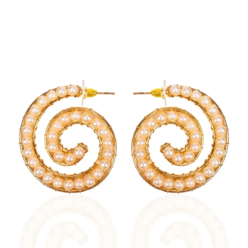 Jewelry Sale Alert – Shop Timeless Elegance Today Lora Pearl Spiral Hoops - Gold