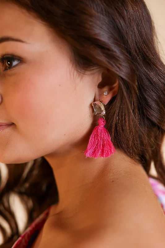 Exclusive Jewelry Sale Event – Shop Now LOVE NOTES FUCHSIA TASSEL STUD EARRINGS