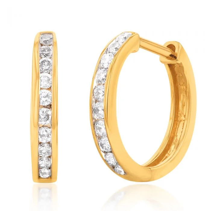 Shop Modern Jewelry Collections With Exclusive Discounts Luminesce Lab Grown 1/4 Carat Diamond Hoop Earring in 9ct Yellow Gold Shop Modern Jewelry Collections With Exclusive Discounts Luminesce Lab Grown 1/4 Carat Diamond Hoop Earring in 9ct Yellow Gold