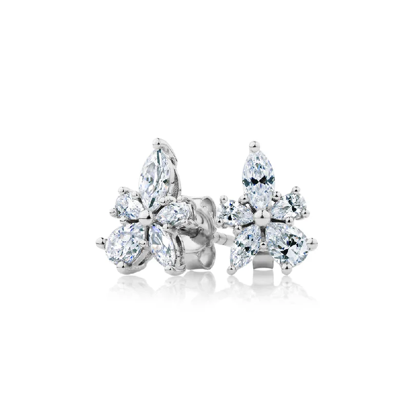Get Ready To Sparkle – Special Jewelry Discounts Marquise and Pear stud earrings with 1.42 carats* of diamond simulants in 10 carat white gold Get Ready To Sparkle – Special Jewelry Discounts Marquise and Pear stud earrings with 1.42 carats* of diamond simulants in 10 carat white gold