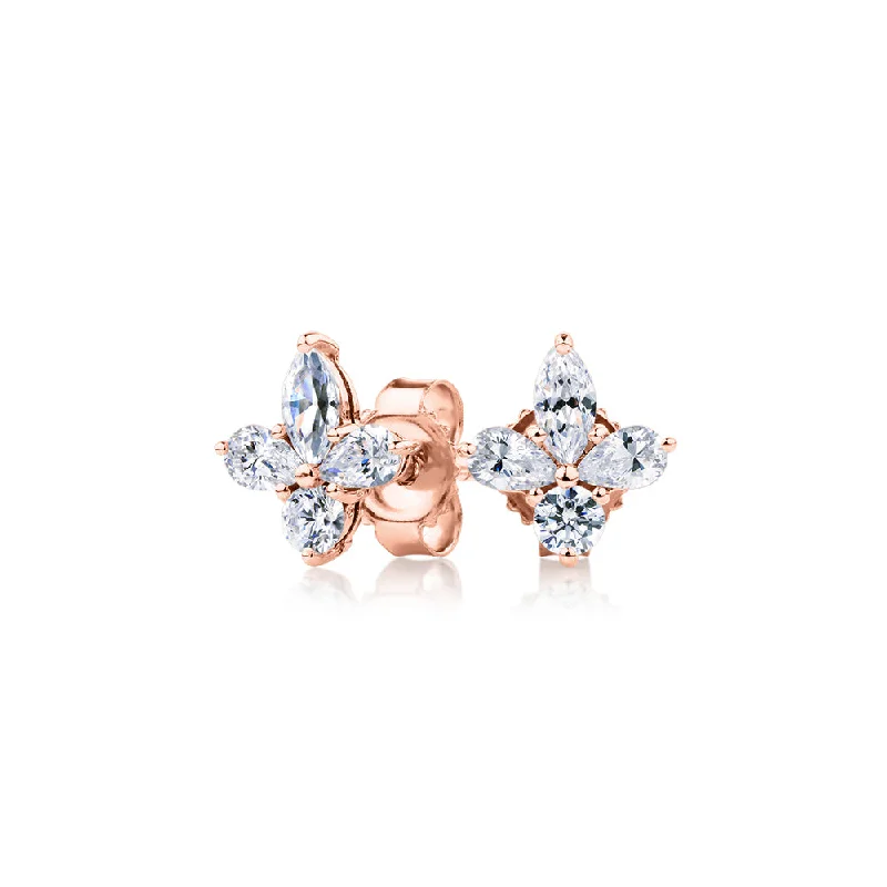 Timeless Elegance, Temporary Discounts – Act Fast Marquise, Pear and Round Brilliant stud earrings with 0.8 carats* of diamond simulants in 10 carat rose gold Timeless Elegance, Temporary Discounts – Act Fast Marquise, Pear and Round Brilliant stud earrings with 0.8 carats* of diamond simulants in 10 carat rose gold