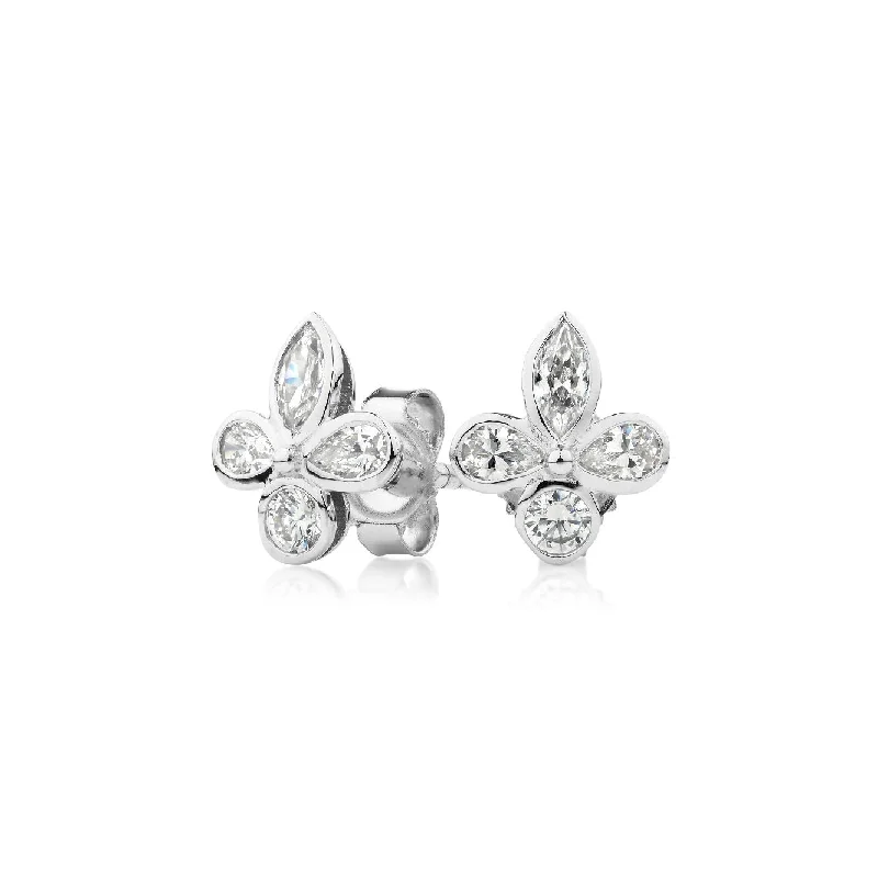 Limited-Stock Jewelry Sale – Once It's Gone, It's Gone Marquise, Pear and Round Brilliant stud earrings with 0.8 carats* of diamond simulants in 10 carat white gold Limited-Stock Jewelry Sale – Once It's Gone, It's Gone Marquise, Pear and Round Brilliant stud earrings with 0.8 carats* of diamond simulants in 10 carat white gold