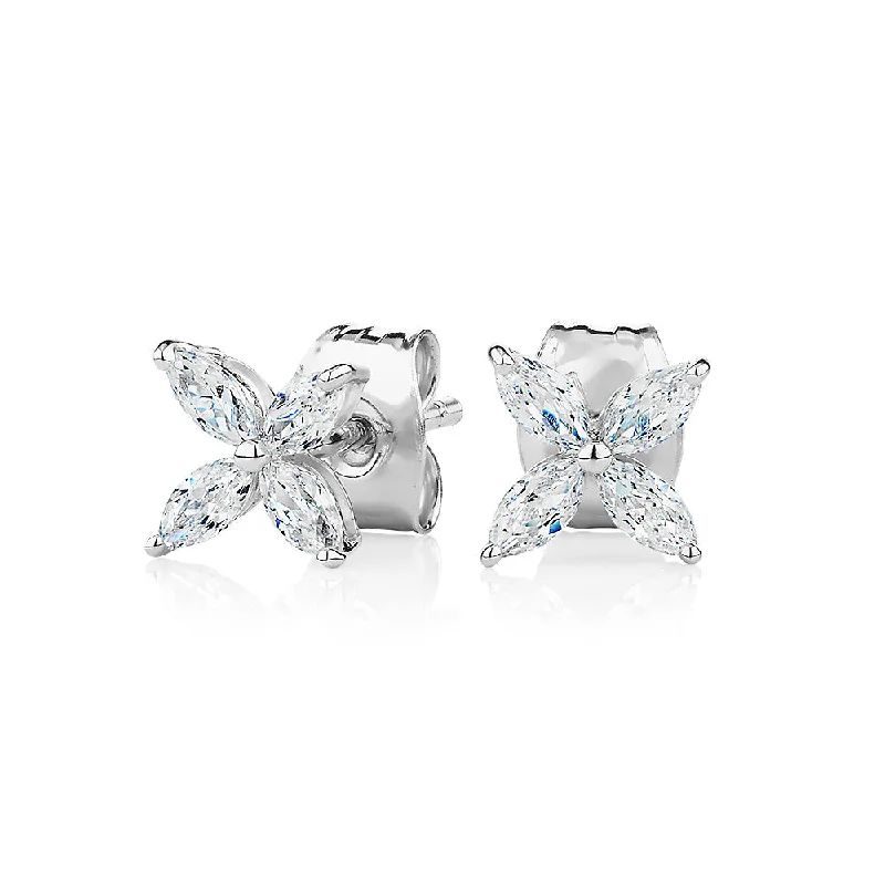 The Perfect Jewelry Piece At The Perfect Discount Marquise stud earrings with 0.56 carats* of diamond simulants in sterling silver The Perfect Jewelry Piece At The Perfect Discount Marquise stud earrings with 0.56 carats* of diamond simulants in sterling silver