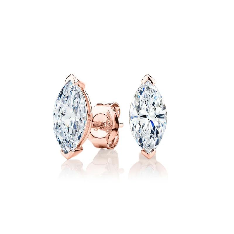 Your Dream Jewelry At Dream Prices Marquise stud earrings with 2 carats* of diamond simulants in 10 carat rose gold Your Dream Jewelry At Dream Prices Marquise stud earrings with 2 carats* of diamond simulants in 10 carat rose gold