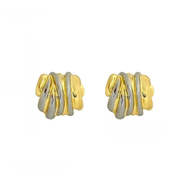 Jewelry Flash Sale – Stylish Designs At Unbeatable Rates Modern Chunky Dual Tone Textured Stud Earrings JLT12889 Jewelry Flash Sale – Stylish Designs At Unbeatable Rates Modern Chunky Dual Tone Textured Stud Earrings JLT12889