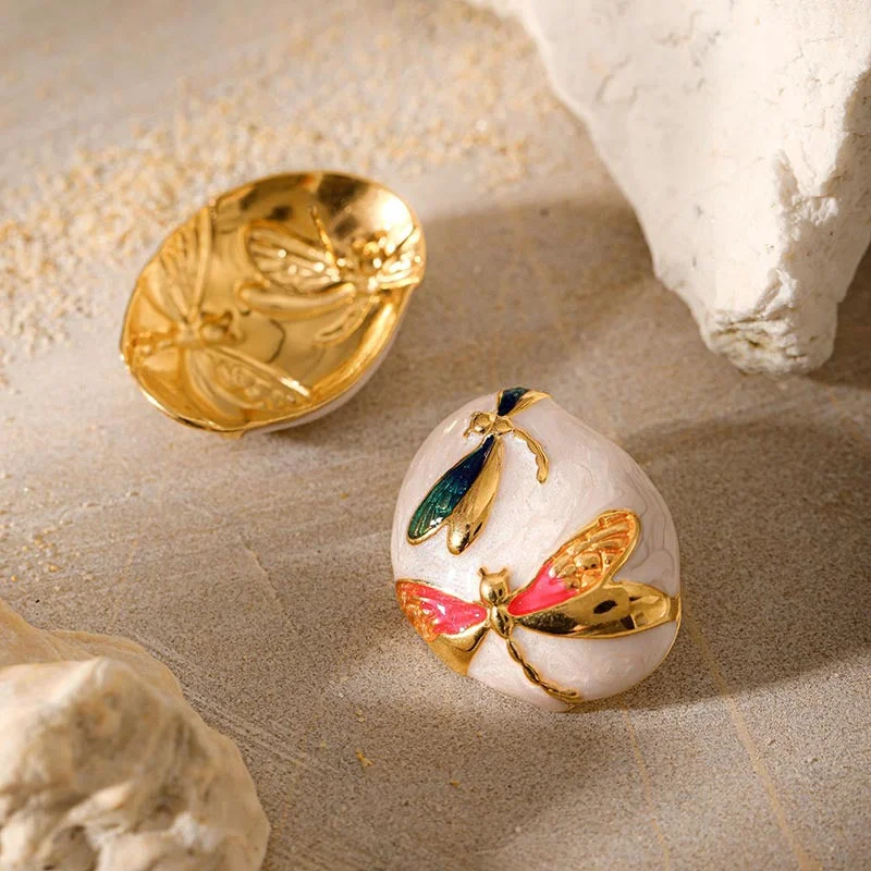 Once-A-Year Jewelry Sale – Grab Your Favorites Now Orange Dragonfly Oval Shaped White Stud Earrings JLT12807 Once-A-Year Jewelry Sale – Grab Your Favorites Now Orange Dragonfly Oval Shaped White Stud Earrings JLT12807