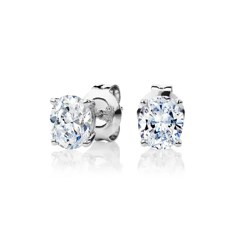 Elegant Jewelry, Exclusive Prices – Shop Now Oval stud earrings with 1.22 carats* of diamond simulants in 10 carat white gold Elegant Jewelry, Exclusive Prices – Shop Now Oval stud earrings with 1.22 carats* of diamond simulants in 10 carat white gold