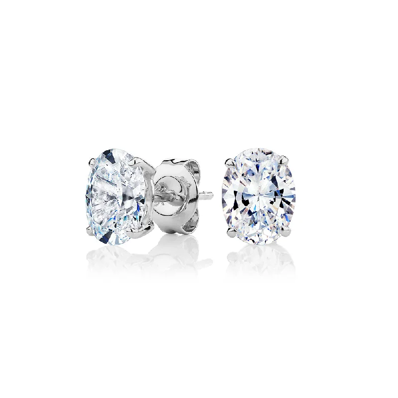 Discover Unique Jewelry With Special Limited-Time Offers Oval stud earrings with 2 carats* of diamond simulants in 10 carat white gold Discover Unique Jewelry With Special Limited-Time Offers Oval stud earrings with 2 carats* of diamond simulants in 10 carat white gold