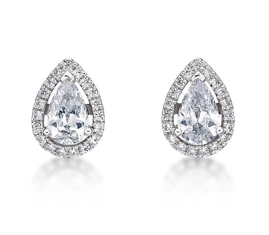 Buy More, Save More – Special Jewelry Discounts Pear and Round Brilliant stud earrings with 1.87 carats* of diamond simulants in 10 carat white gold