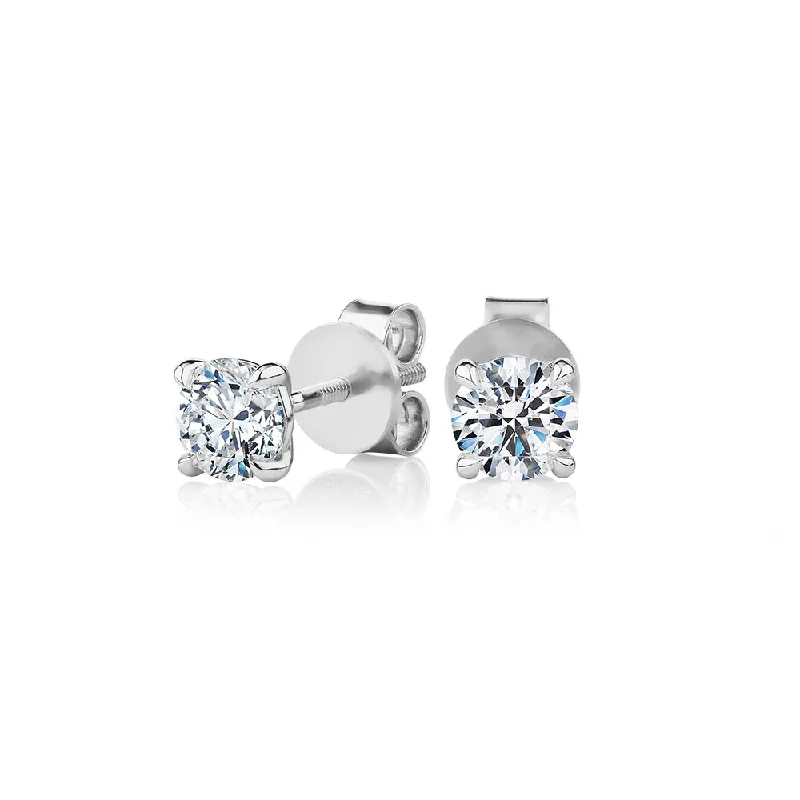 Exclusive Online Jewelry Sale – Don't Wait Premium Laboratory Created Diamond, 1.00 carat TW round brilliant stud earrings in 14 carat white gold Exclusive Online Jewelry Sale – Don't Wait Premium Laboratory Created Diamond, 1.00 carat TW round brilliant stud earrings in 14 carat white gold