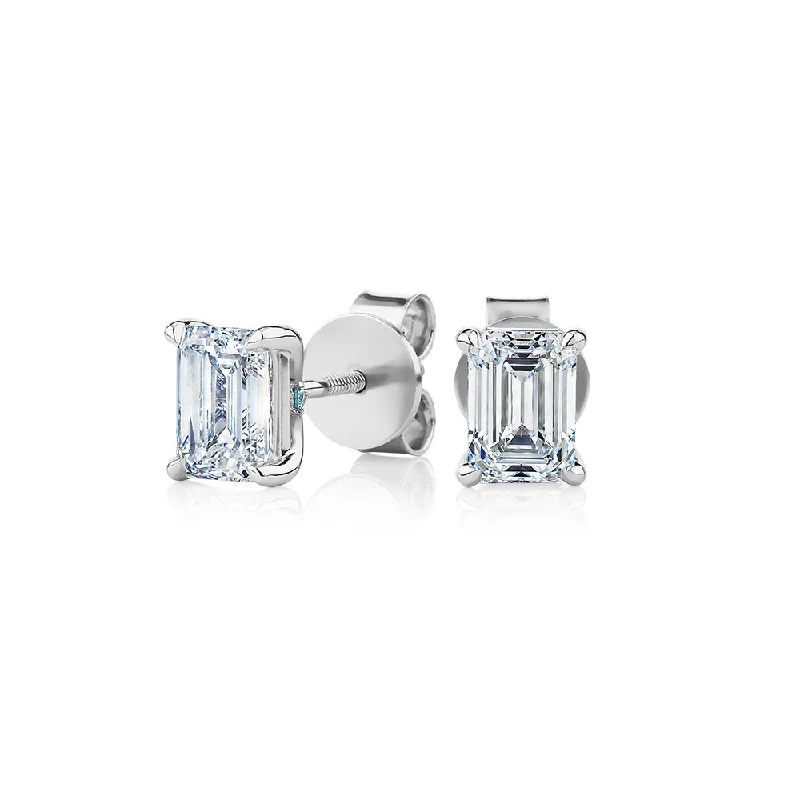 Don't Miss These Dazzling Jewelry Discounts Premium Certified Laboratory Created Diamond, 1.40 carat TW emerald cut stud earrings in 14 carat white gold Don't Miss These Dazzling Jewelry Discounts Premium Certified Laboratory Created Diamond, 1.40 carat TW emerald cut stud earrings in 14 carat white gold