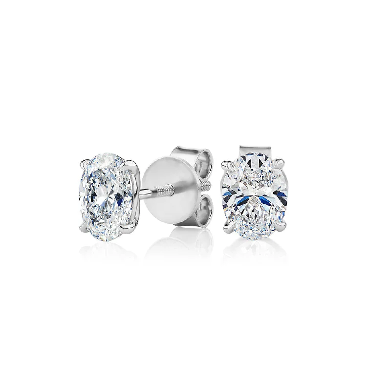 Huge Savings On Premium Jewelry Styles Premium Certified Laboratory Created Diamond, 1.40 carat TW oval stud earrings in 18 carat white gold Huge Savings On Premium Jewelry Styles Premium Certified Laboratory Created Diamond, 1.40 carat TW oval stud earrings in 18 carat white gold