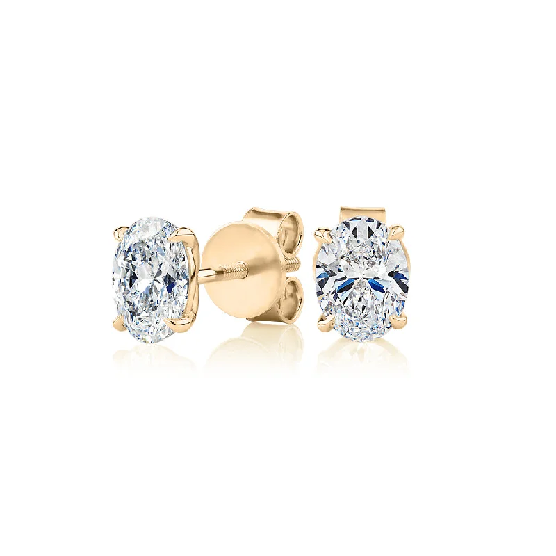 Your Perfect Accessory Now At The Best Price Premium Certified Laboratory Created Diamond, 1.40 carat TW oval stud earrings in 18 carat yellow gold Your Perfect Accessory Now At The Best Price Premium Certified Laboratory Created Diamond, 1.40 carat TW oval stud earrings in 18 carat yellow gold