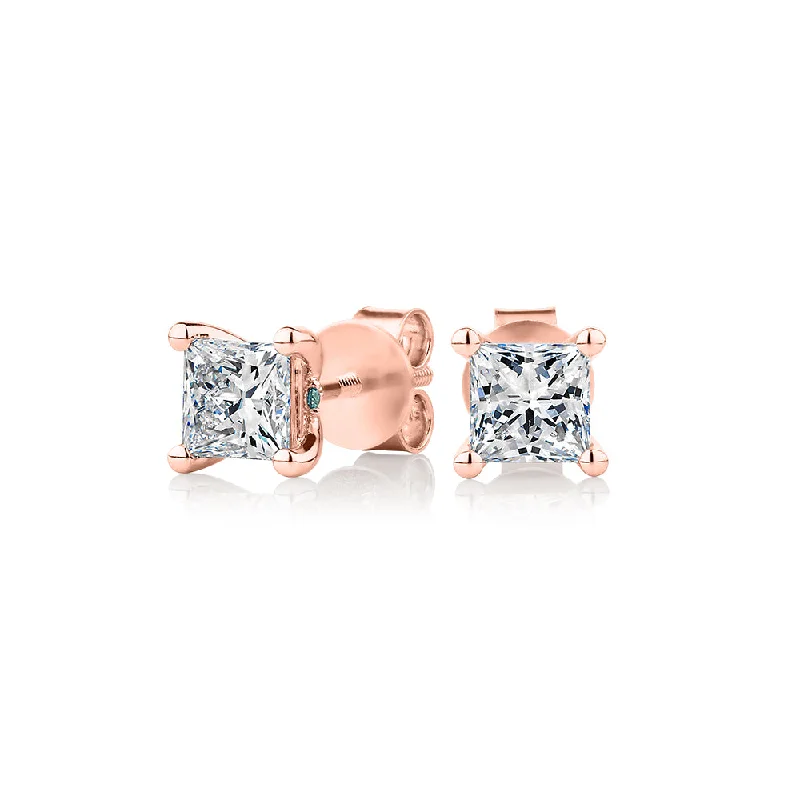 Limited-Time Jewelry Discounts – Shine Without The Splurge Premium Laboratory Created Diamond, 1.40 carat TW princess cut stud earrings in 18 carat rose gold Limited-Time Jewelry Discounts – Shine Without The Splurge Premium Laboratory Created Diamond, 1.40 carat TW princess cut stud earrings in 18 carat rose gold