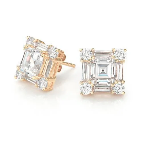 Elegant Jewelry, Affordable Luxury – Shop Now Princess Cut, Baguette and Round Brilliant stud earrings with 8.42 carats* of diamond simulants in 10 carat yellow gold Elegant Jewelry, Affordable Luxury – Shop Now Princess Cut, Baguette and Round Brilliant stud earrings with 8.42 carats* of diamond simulants in 10 carat yellow gold