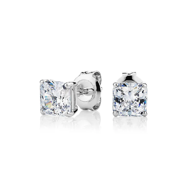 Adjustable Charm Bracelets For A Perfect Fit Princess Cut stud earrings with 1.5 carats* of diamond simulants in 10 carat white gold Adjustable Charm Bracelets For A Perfect Fit Princess Cut stud earrings with 1.5 carats* of diamond simulants in 10 carat white gold
