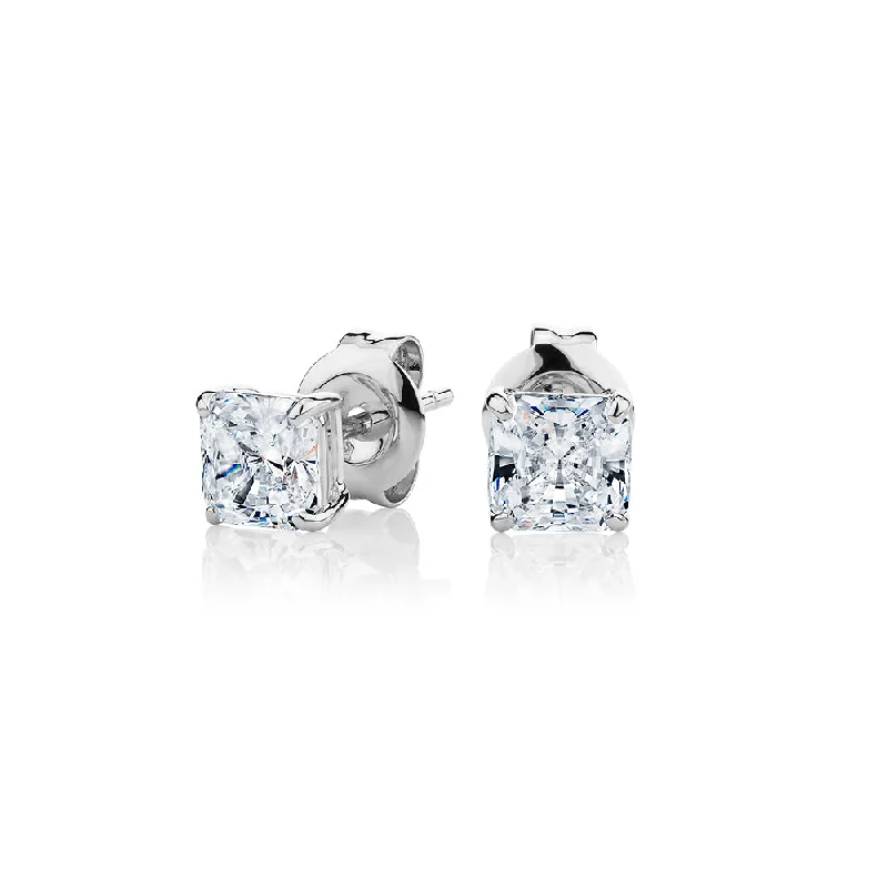 Limited-Time Jewelry Sale – Don't Miss Out On Dazzling Discounts Princess Cut stud earrings with 1 carat* of diamond simulants in 10 carat white gold Limited-Time Jewelry Sale – Don't Miss Out On Dazzling Discounts Princess Cut stud earrings with 1 carat* of diamond simulants in 10 carat white gold
