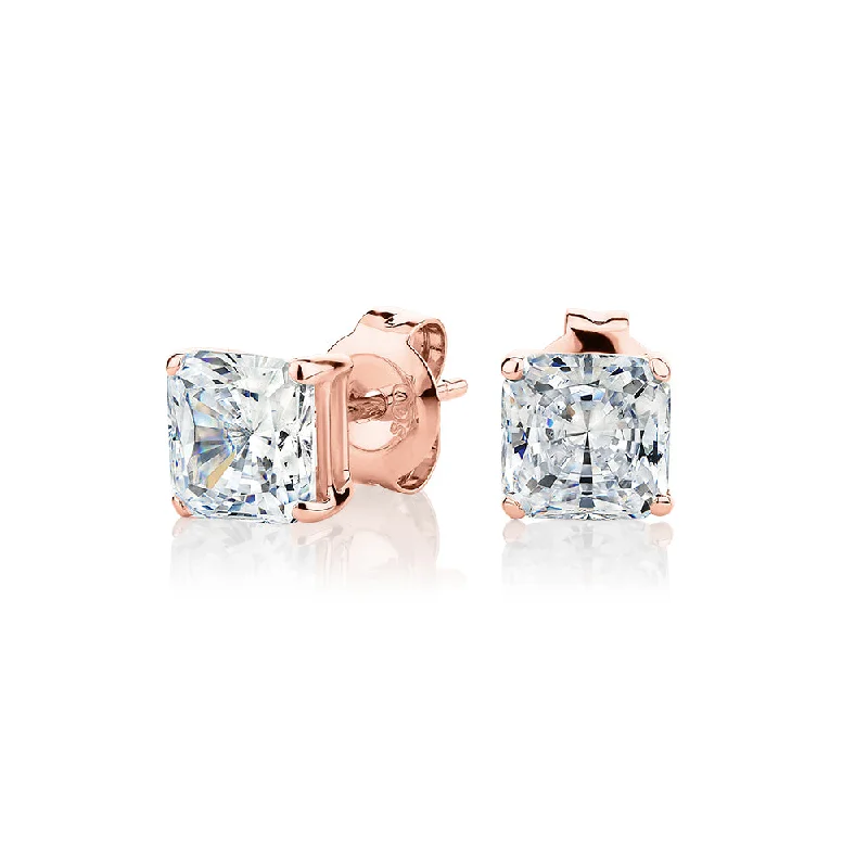 Make Every Moment Shine – Jewelry Discounts Available Princess Cut stud earrings with 2 carats* of diamond simulants in 10 carat rose gold Make Every Moment Shine – Jewelry Discounts Available Princess Cut stud earrings with 2 carats* of diamond simulants in 10 carat rose gold