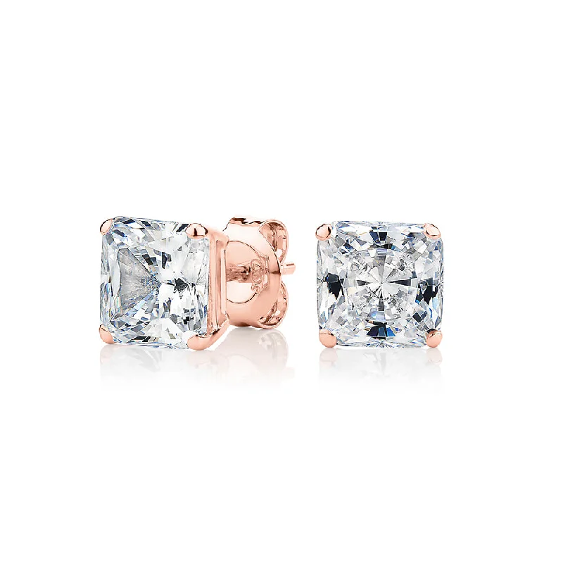 Affordable Glamour – Must-Have Jewelry At Special Rates Princess Cut stud earrings with 3 carats* of diamond simulants in 10 carat rose gold Affordable Glamour – Must-Have Jewelry At Special Rates Princess Cut stud earrings with 3 carats* of diamond simulants in 10 carat rose gold