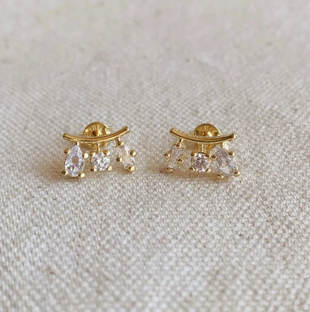 Best-Selling Jewelry Now Available At Special Deals Triple CZ Stud Earrings