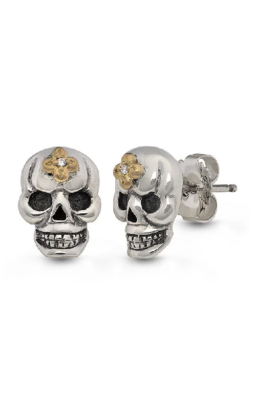 Premium Jewelry At Special Low Prices For A Limited Time Roses Never Die Skull Stud Earrings – Diamond