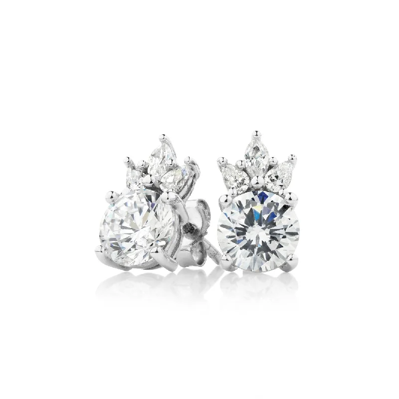 Dazzle With Discounts – Shop Jewelry On Sale Round Brilliant, Marquise and Pear stud earrings with 2.72 carats* of diamond simulants in 10 carat white gold Dazzle With Discounts – Shop Jewelry On Sale Round Brilliant, Marquise and Pear stud earrings with 2.72 carats* of diamond simulants in 10 carat white gold