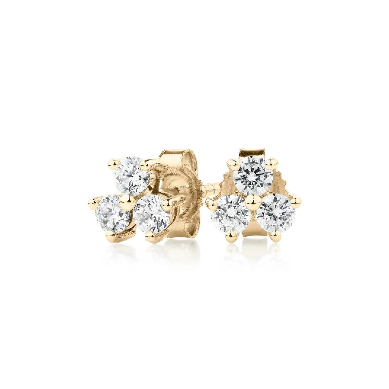 Shop Stylish Jewelry Now And Save Big Round Brilliant stud earrings with 0.36 carats* of diamond simulants in 10 carat yellow gold Shop Stylish Jewelry Now And Save Big Round Brilliant stud earrings with 0.36 carats* of diamond simulants in 10 carat yellow gold