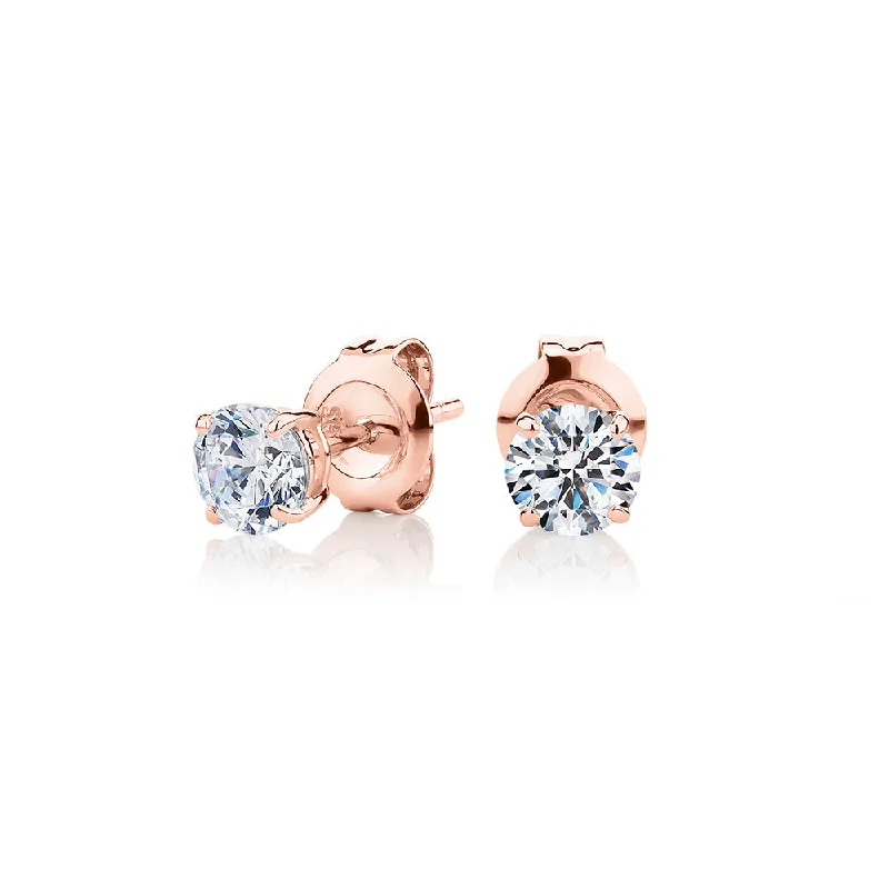 Celebrate With Sparkle – Jewelry Sale Now Live Round Brilliant stud earrings with 0.75 carats* of diamond simulants in 10 carat rose gold Celebrate With Sparkle – Jewelry Sale Now Live Round Brilliant stud earrings with 0.75 carats* of diamond simulants in 10 carat rose gold