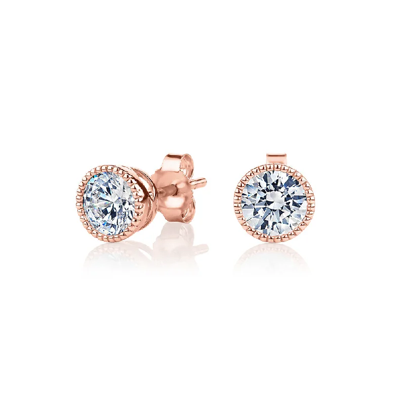 High-End Sparkle, Low-End Prices – Jewelry Sale Live Round Brilliant stud earrings with 1.32 carats* of diamond simulants in 10 carat rose gold