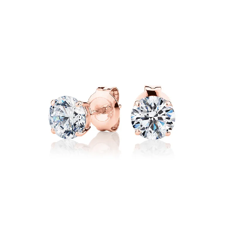 Shop Dazzling Rings, Earrings, And More At Special Discounts Round Brilliant stud earrings with 1.5 carats* of diamond simulants in 10 carat rose gold Shop Dazzling Rings, Earrings, And More At Special Discounts Round Brilliant stud earrings with 1.5 carats* of diamond simulants in 10 carat rose gold