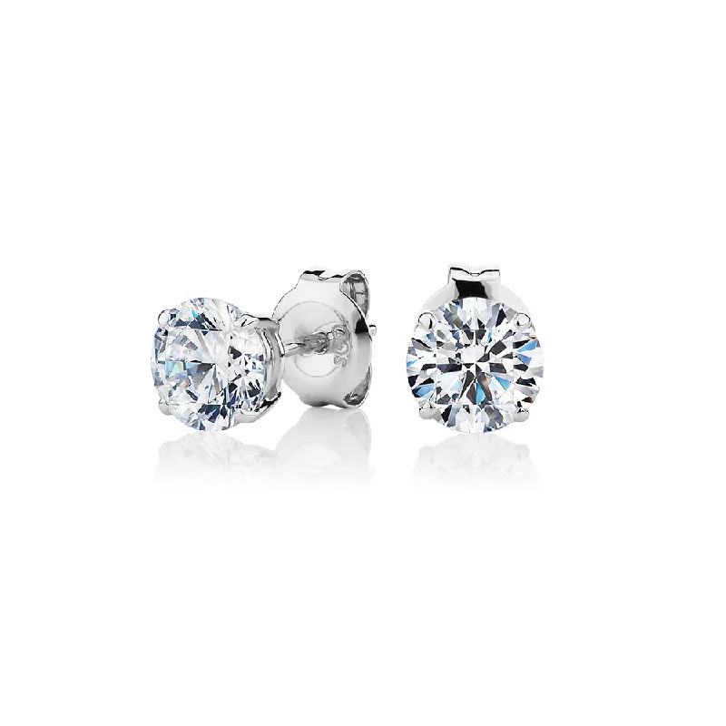 Shop Signature Jewelry Styles At Exclusive Prices Round Brilliant stud earrings with 1.5 carats* of diamond simulants in 10 carat white gold Shop Signature Jewelry Styles At Exclusive Prices Round Brilliant stud earrings with 1.5 carats* of diamond simulants in 10 carat white gold