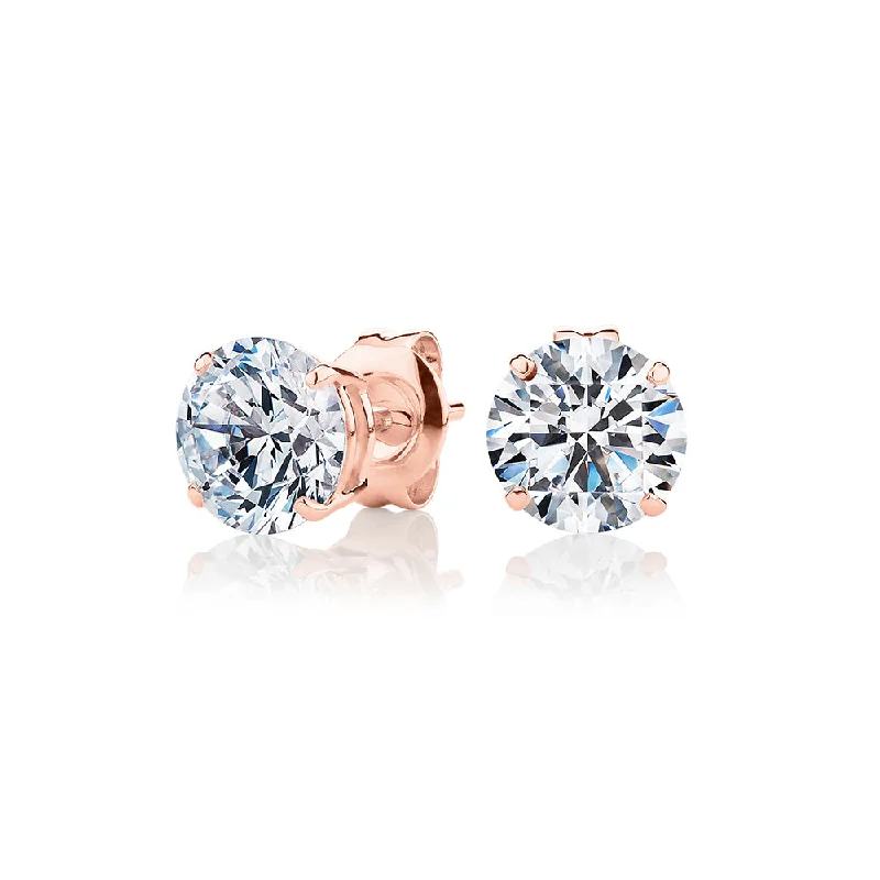 Elegant Jewelry At Unbeatable Offers – Shop Before It's Gone Round Brilliant stud earrings with 2.5 carats* of diamond simulants in 10 carat rose gold Elegant Jewelry At Unbeatable Offers – Shop Before It's Gone Round Brilliant stud earrings with 2.5 carats* of diamond simulants in 10 carat rose gold