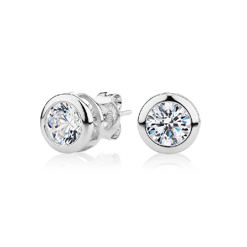Your Perfect Accessory At The Perfect Price Round Brilliant stud earrings with 2 carats* of diamond simulants in 10 carat white gold Your Perfect Accessory At The Perfect Price Round Brilliant stud earrings with 2 carats* of diamond simulants in 10 carat white gold