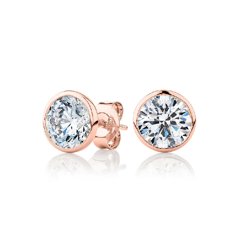 Grab Exquisite Jewelry At The Lowest Prices Round Brilliant stud earrings with 3 carats* of diamond simulants in 10 carat rose gold Grab Exquisite Jewelry At The Lowest Prices Round Brilliant stud earrings with 3 carats* of diamond simulants in 10 carat rose gold