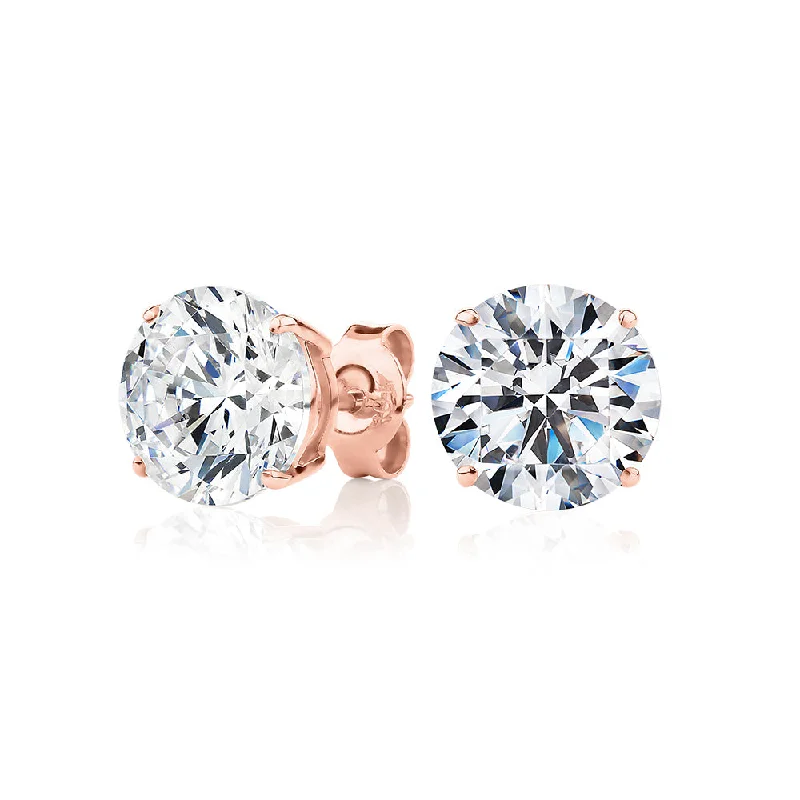 Unique Jewelry For Less – Shop The Sale Now Round Brilliant stud earrings with 6 carats* of diamond simulants in 10 carat rose gold Unique Jewelry For Less – Shop The Sale Now Round Brilliant stud earrings with 6 carats* of diamond simulants in 10 carat rose gold