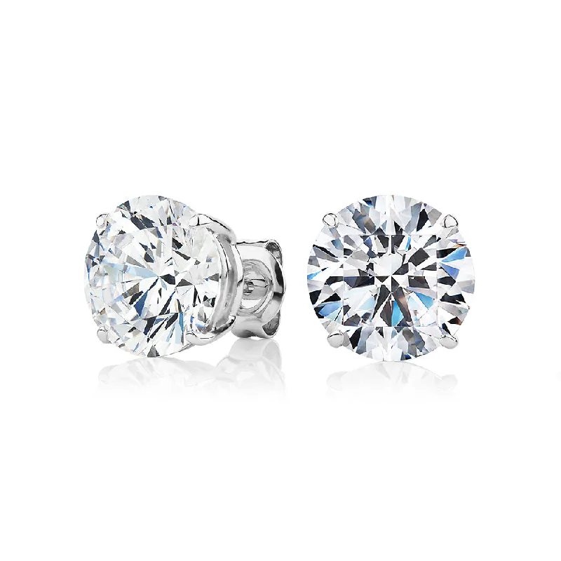 Sparkle For Less – Shop Jewelry Deals Now Round Brilliant stud earrings with 8 carats* of diamond simulants in 10 carat white gold Sparkle For Less – Shop Jewelry Deals Now Round Brilliant stud earrings with 8 carats* of diamond simulants in 10 carat white gold