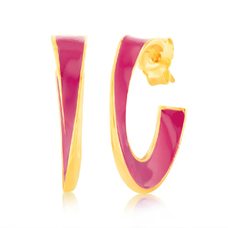 Limited-Time Offer On Premium Jewelry Collections Sterling Silver Gold Plated Pink Enamel 3/4th Hoop Earrings Limited-Time Offer On Premium Jewelry Collections Sterling Silver Gold Plated Pink Enamel 3/4th Hoop Earrings
