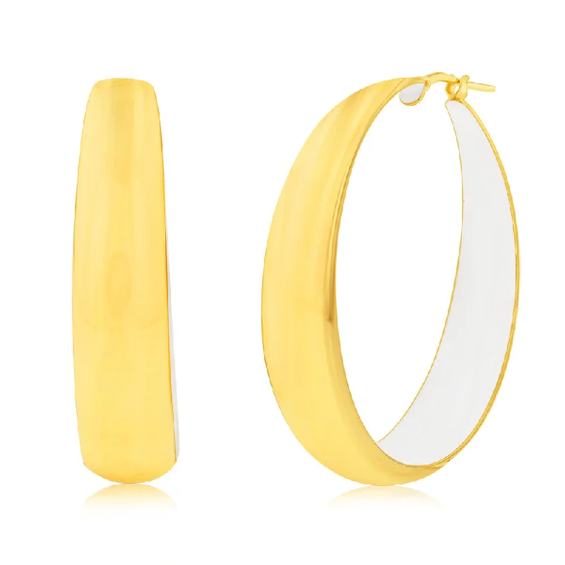 Flash Sale On Stunning Jewelry – Don't Miss Out Sterling Silver Gold Plated White Enamel Inside 40mm Hoop Earrings Flash Sale On Stunning Jewelry – Don't Miss Out Sterling Silver Gold Plated White Enamel Inside 40mm Hoop Earrings